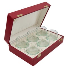 Vintage Boxed Set of Moser Culbuto Crystal Tumbler Glasses in Beryl Green