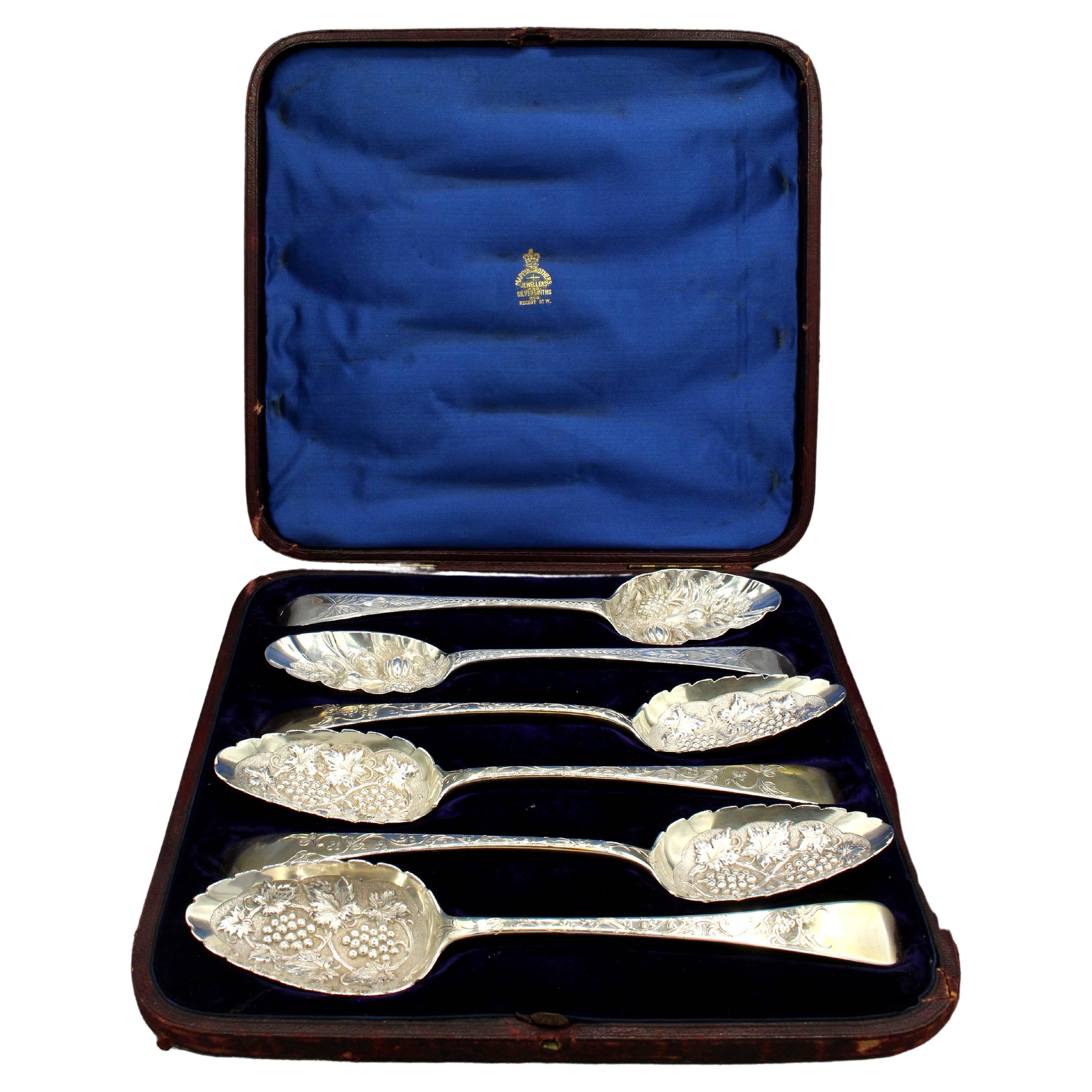 Boxed Set of Six Dessert or Fruit Serving Spoons For Sale