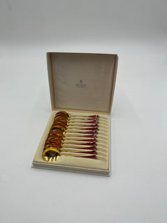 Boxed Set of Twelve Norwegian Sterling Silver Enamel Spoons by David Andersen