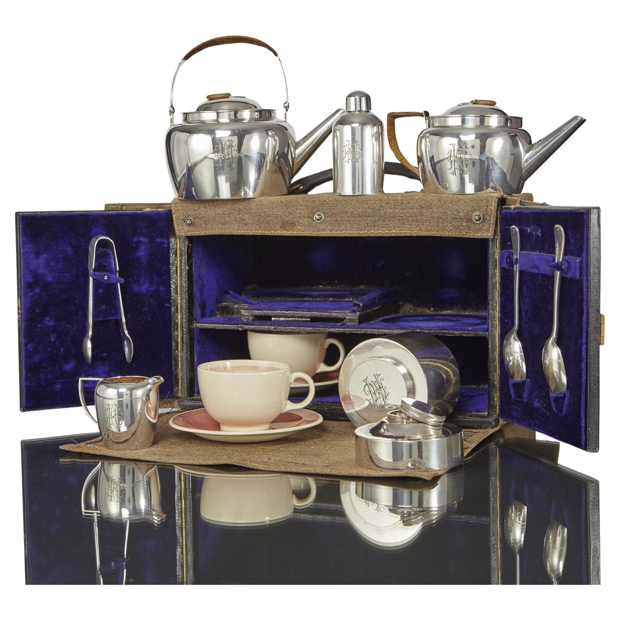 Boxed silver-plated picnic tea set