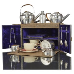 Antique Boxed silver-plated picnic tea set