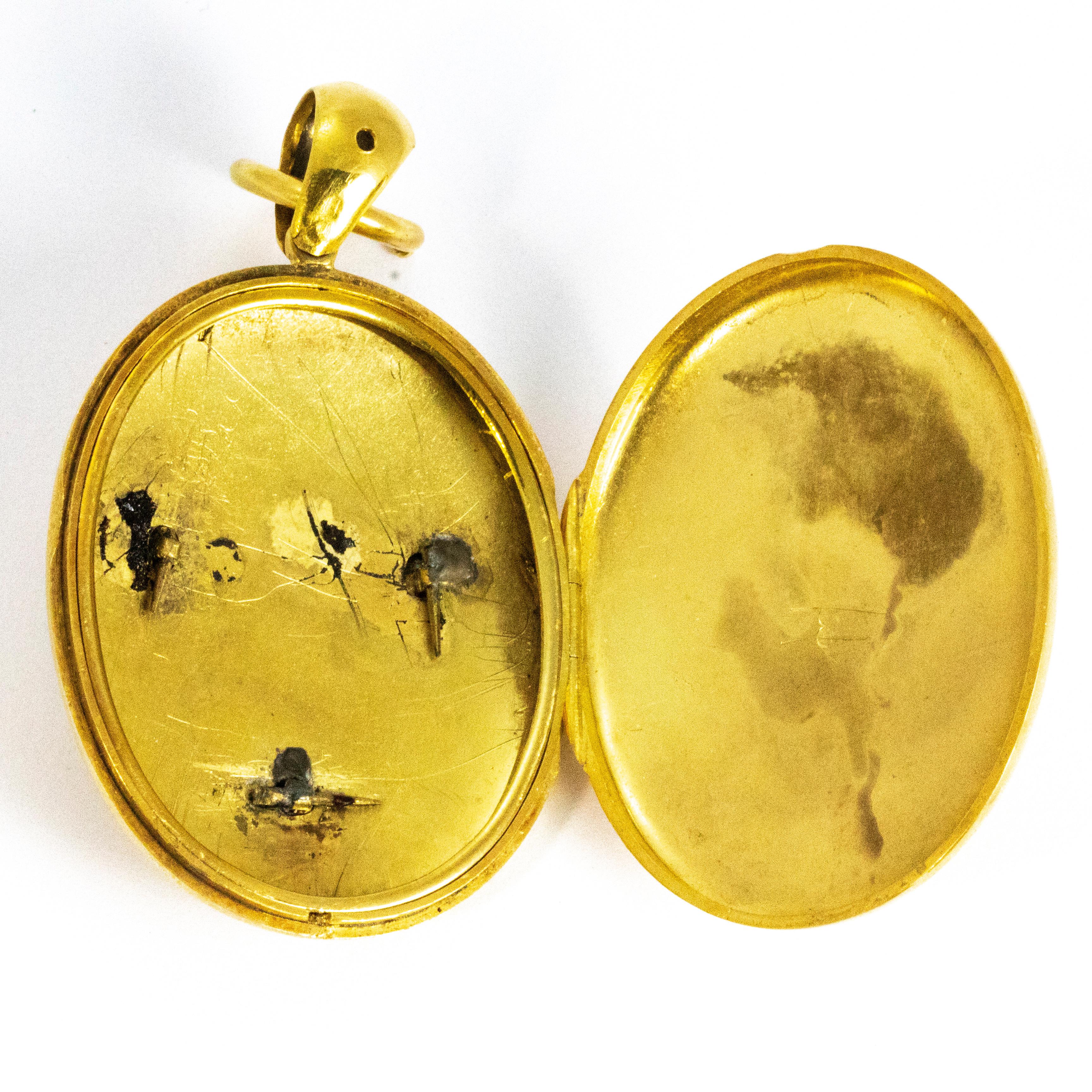 Boxed Victorian 14 Carat Gold Collar and Turquoise and Pearl Locket 2