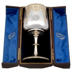 Boxed Victorian English Sterling Silver Wine Goblet