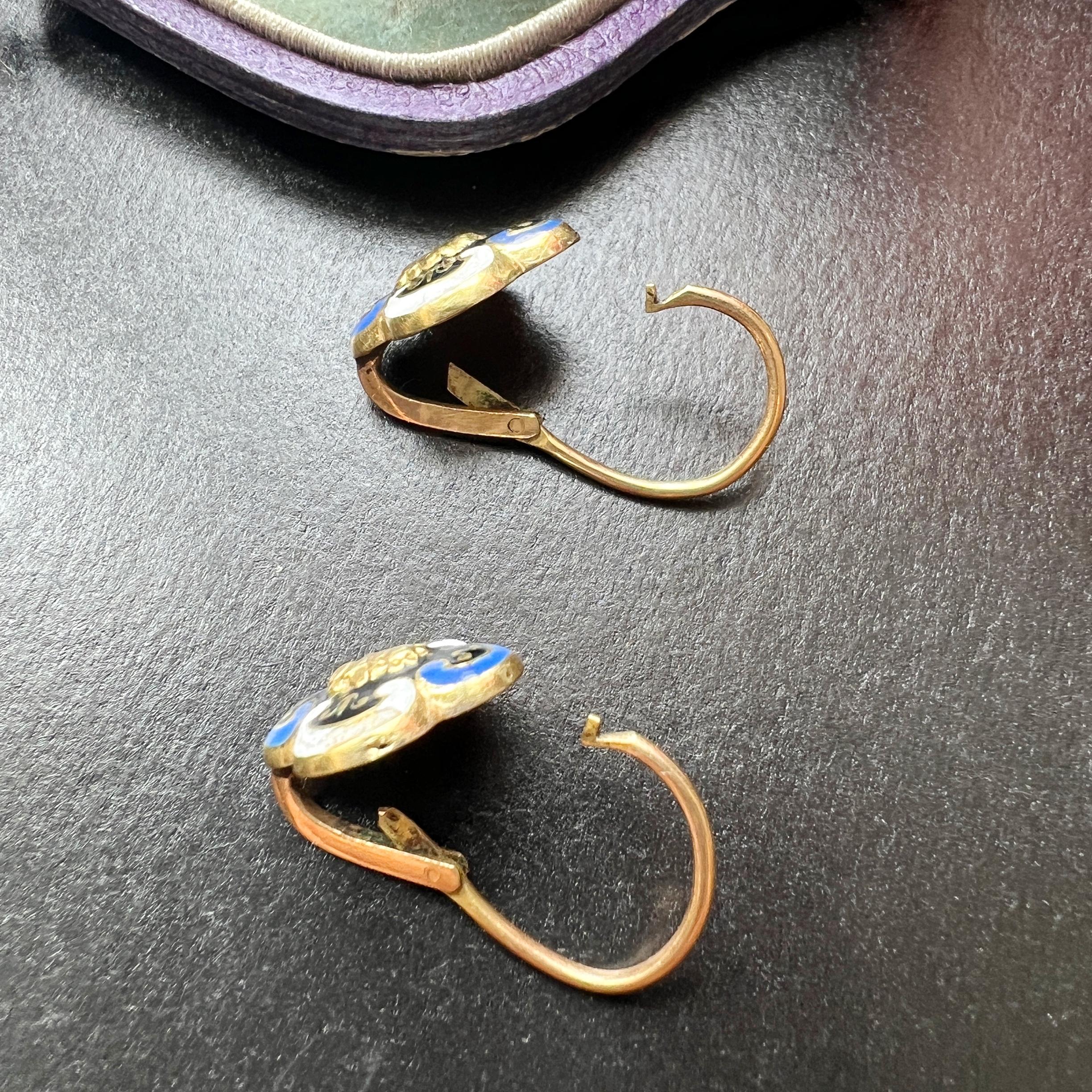 Vintage Bohemian Blue Enamel Dangle Earrings