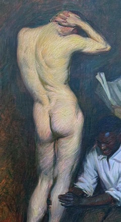 "Boxer's Rubdown", Extraordinary Painting with Nude Male by Philip Leslie Hale