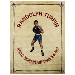 Vintage Boxing Carpet, Randolph Turpin, Middleweight Champion of the World, Sugar Ray