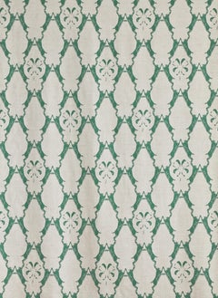 'Boxing Hares' Contemporary, Traditional Fabric in Green