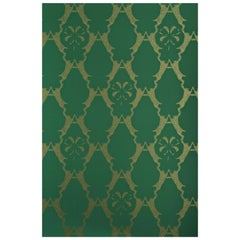 'Boxing Hares' Contemporary, Traditional Wallpaper in Billiard Green