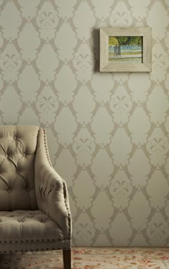 'Boxing Hares' Contemporary, Traditional Wallpaper in Stone