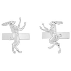 Boxing Hares Cufflink in Sterling Silver