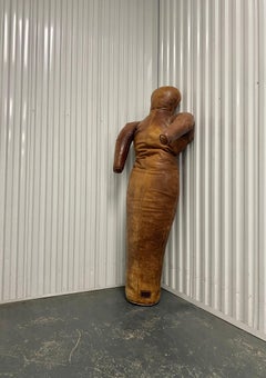 Boxing or Wrestling Dummy Original Leather Gym Equipment, 1930s