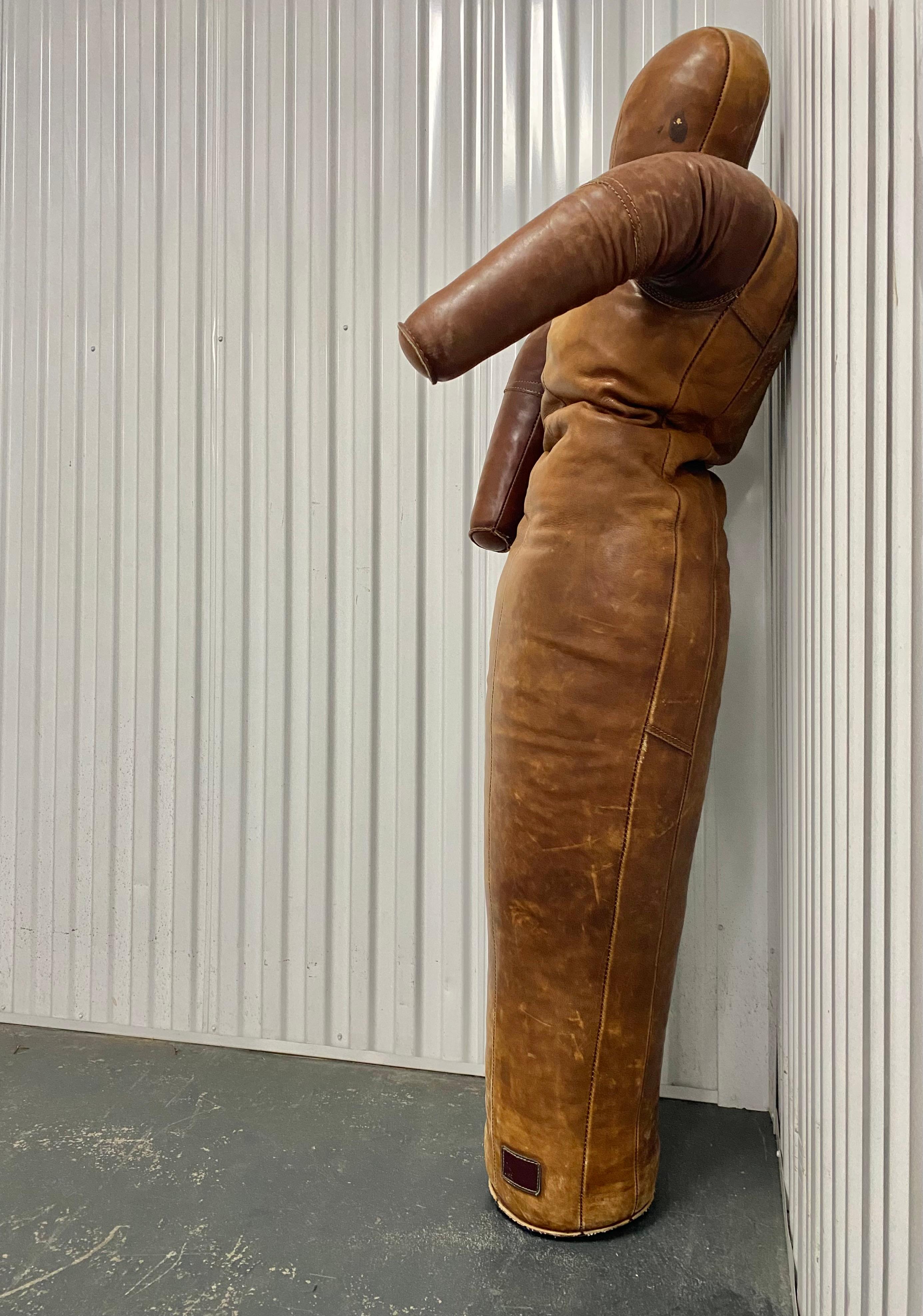 Austrian Boxing or Wrestling Dummy Original Leather Gym Equipment, 1930s For Sale