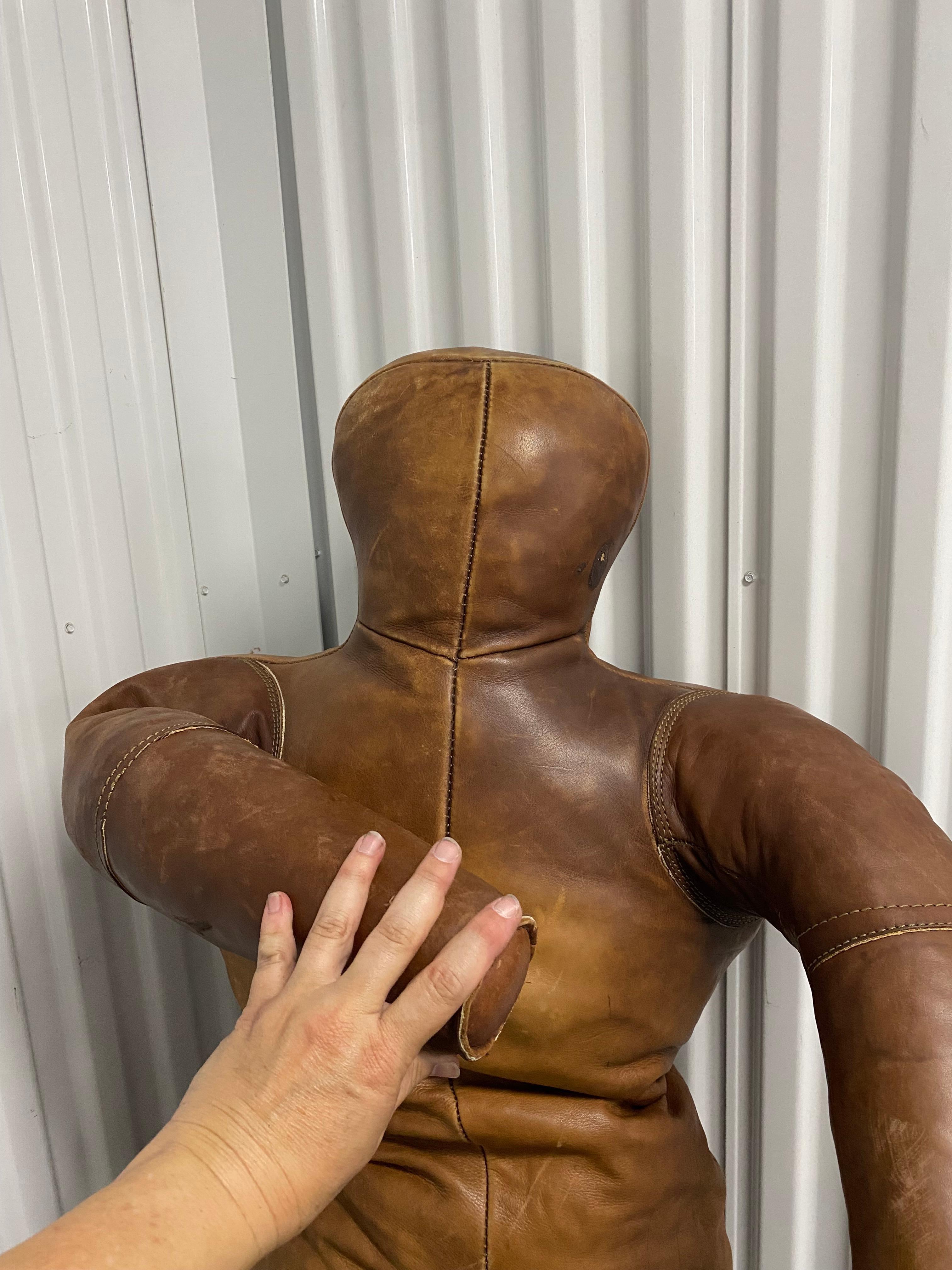 20th Century Boxing or Wrestling Dummy Original Leather Gym Equipment, 1930s For Sale