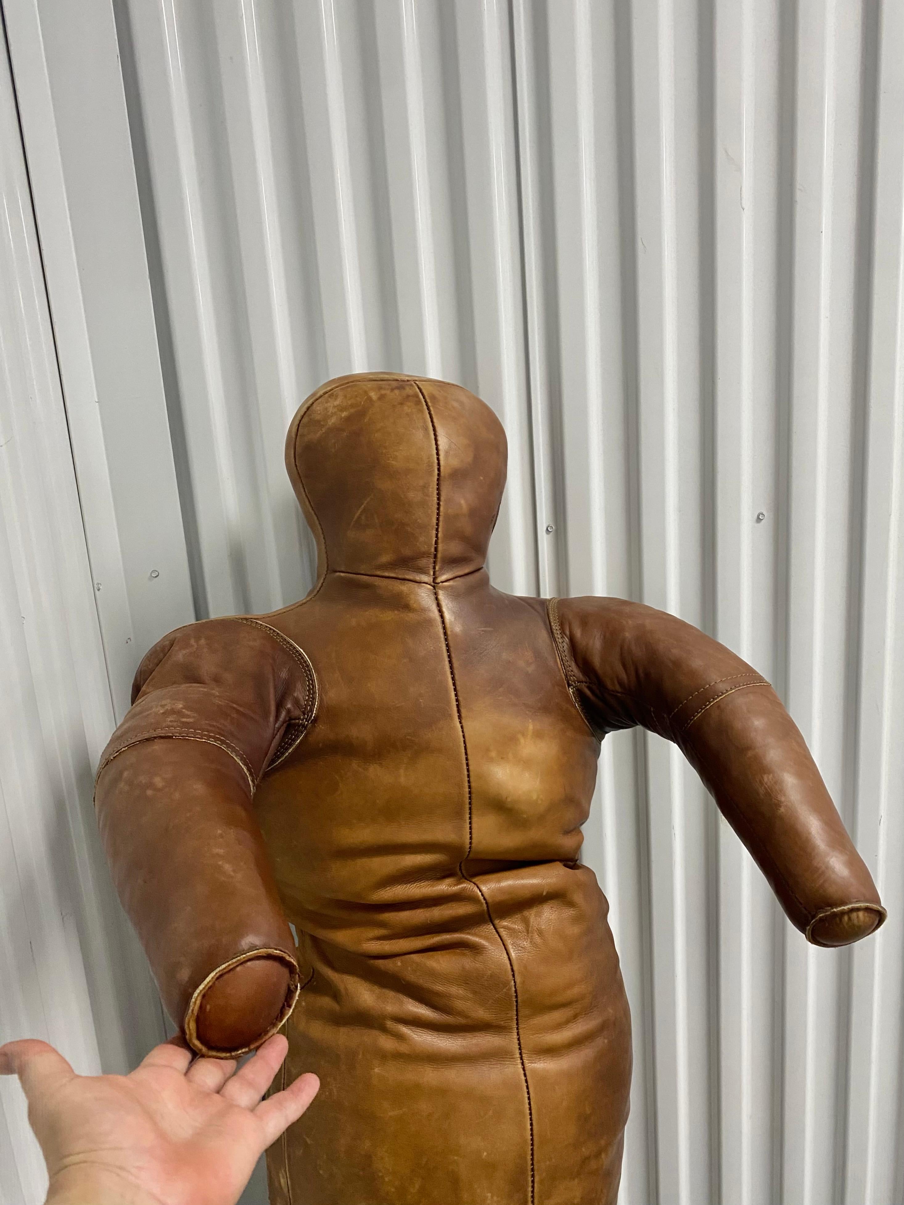 Boxing or Wrestling Dummy Original Leather Gym Equipment, 1930s For Sale 1