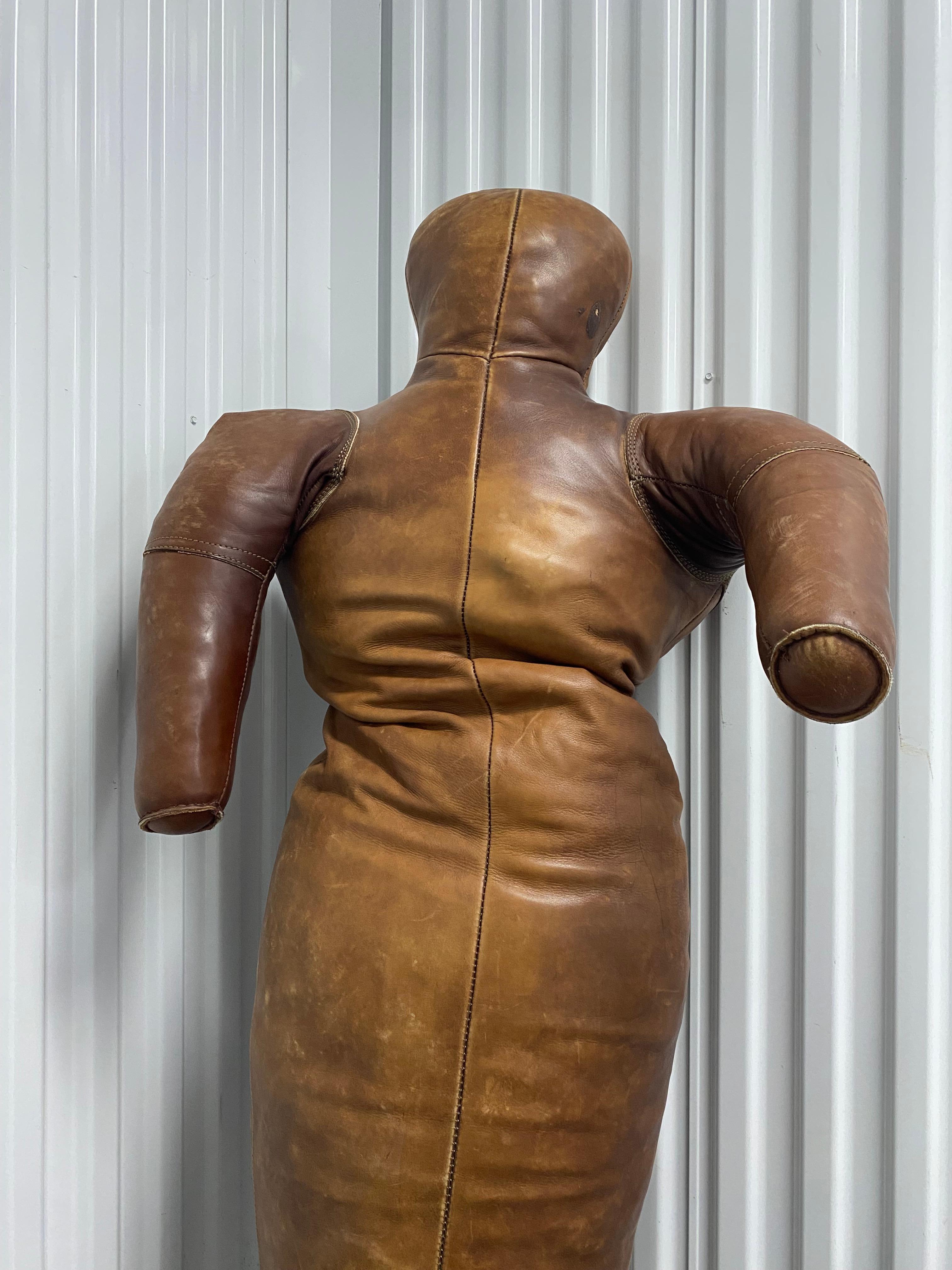 Boxing or Wrestling Dummy Original Leather Gym Equipment, 1930s For Sale 2