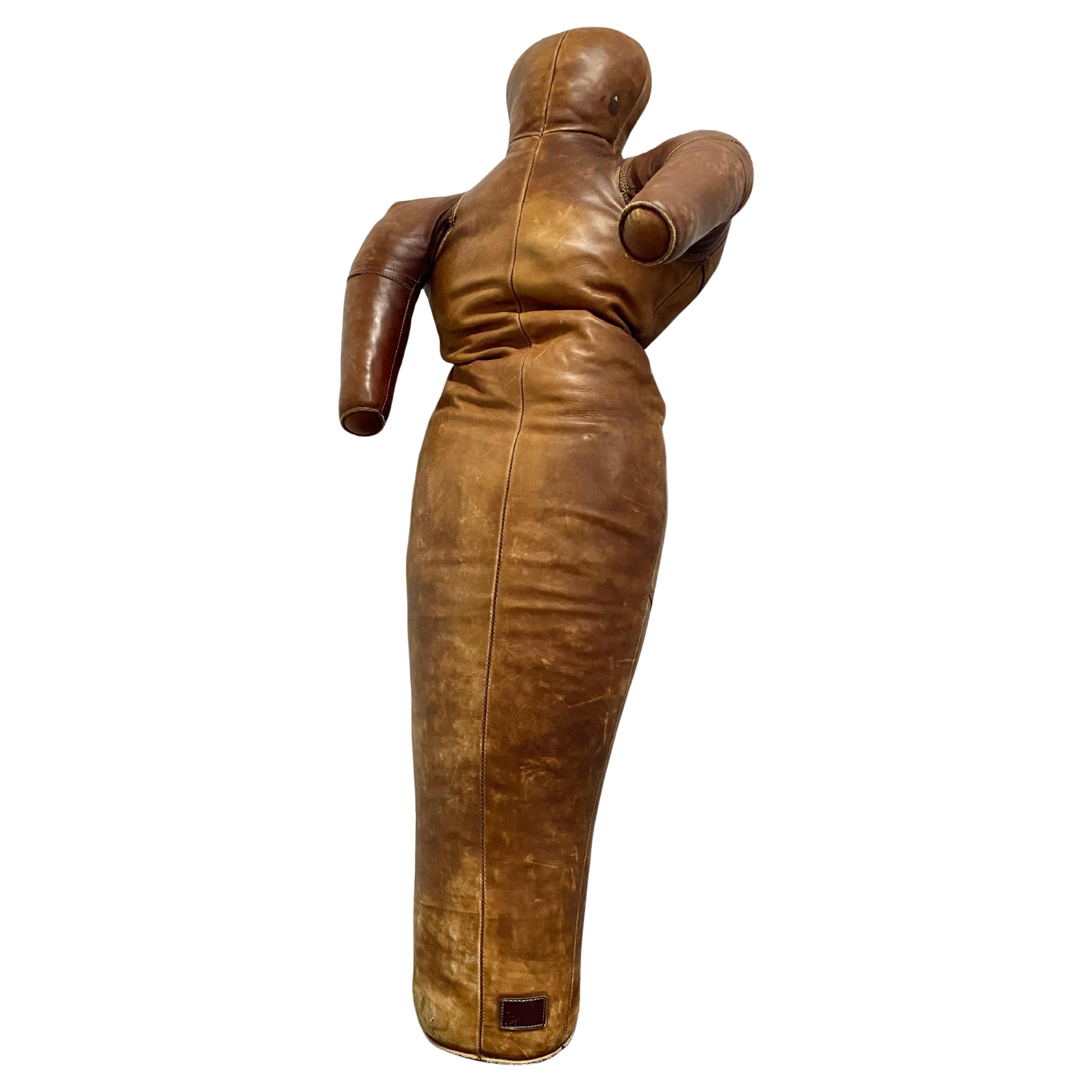 Boxing or Wrestling Dummy Original Leather Gym Equipment, 1930s For Sale