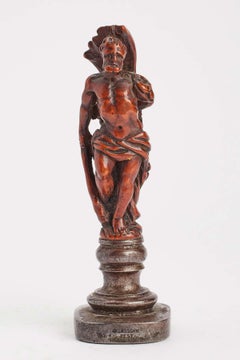 Boxwood carved seal depicting Hercules, Italy 18th century.