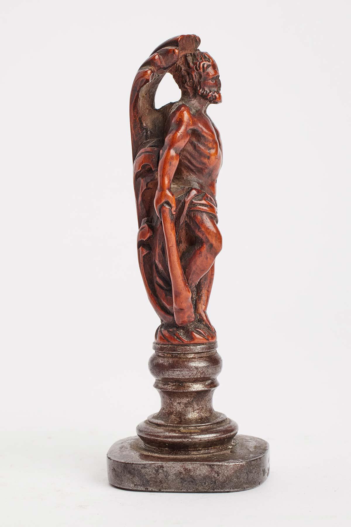 Italiano Sigillo intagliato in legno di bosso raffigurante Ercole, Italia, XVIII secolo. in vendita
