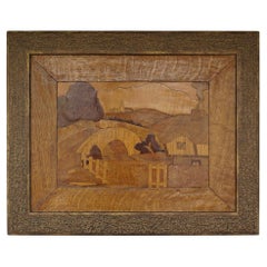 Marqueterie de buis représentant la campagne anglaise