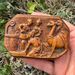 Boxwood Snuff Box with Biblical Scene (Rebecca). Netherlandish, 17th century.