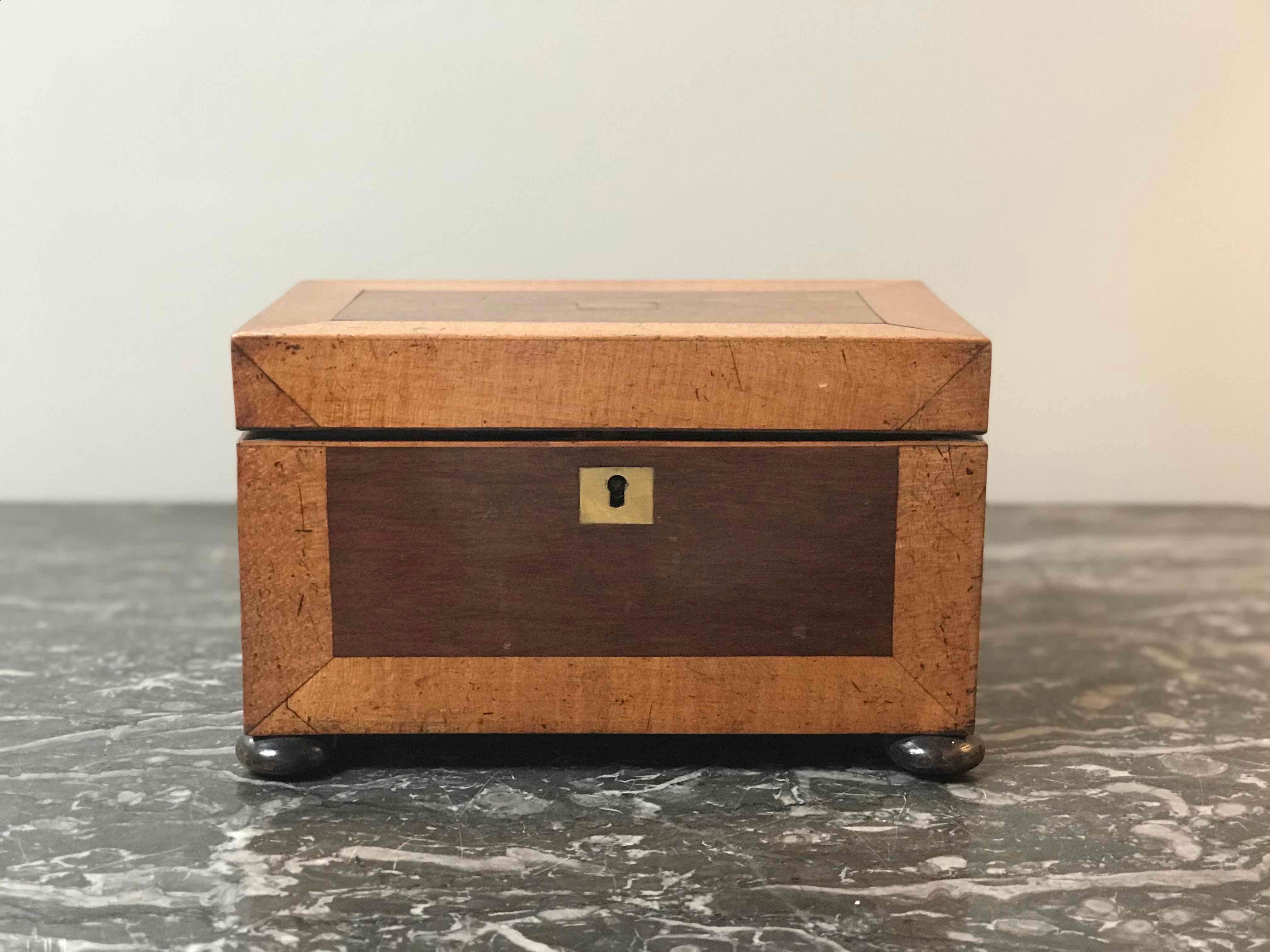 Boxwood tea caddy from early 19th century England. 