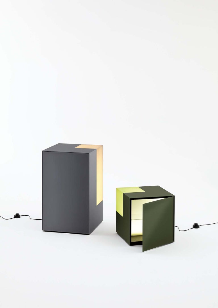 Italian Boxy Small Storage Unit in Sunny Yellow Glass by Johanna Grawunder, Glas Italia For Sale