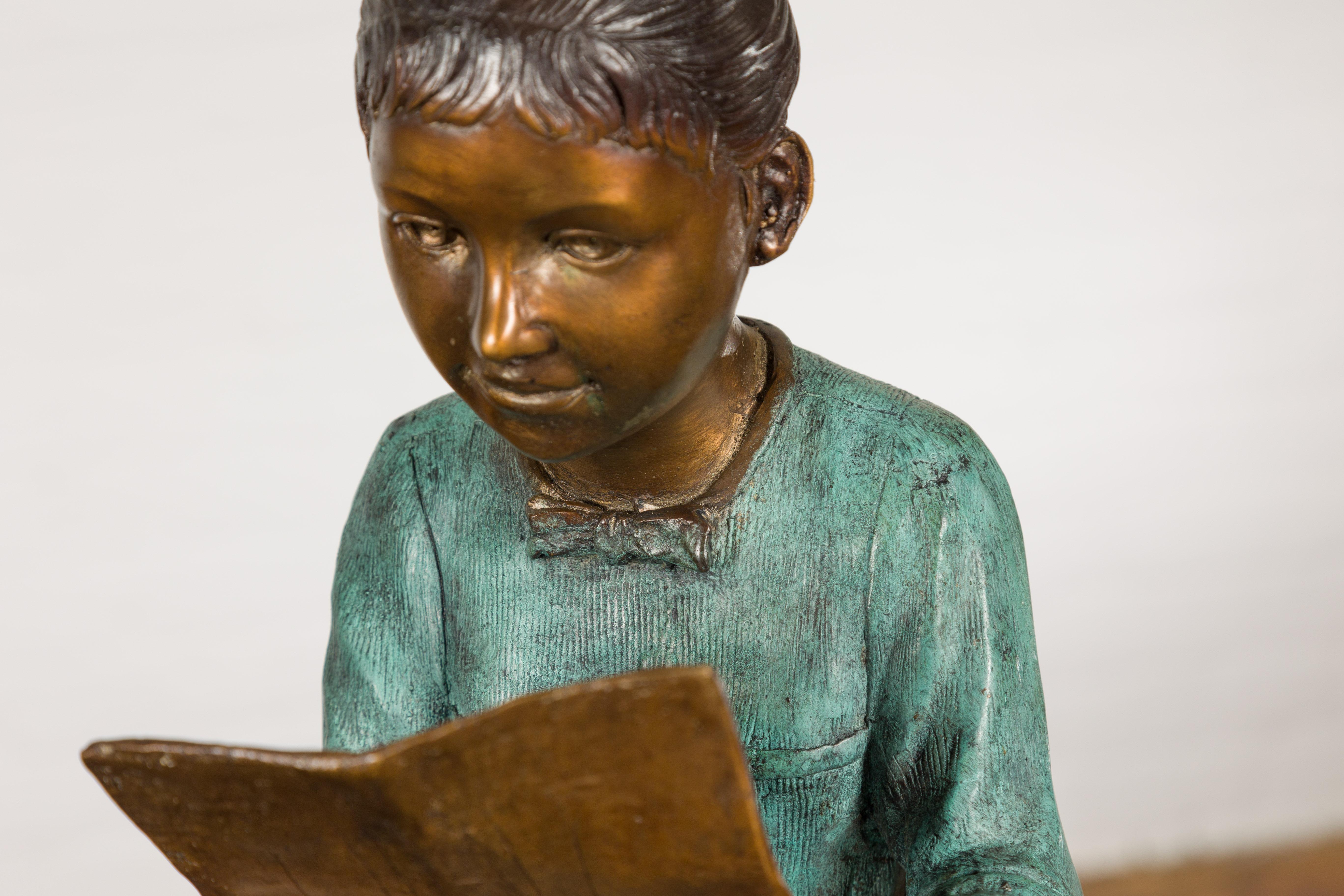 Bronze Sculpture of Children Reading For Sale 7