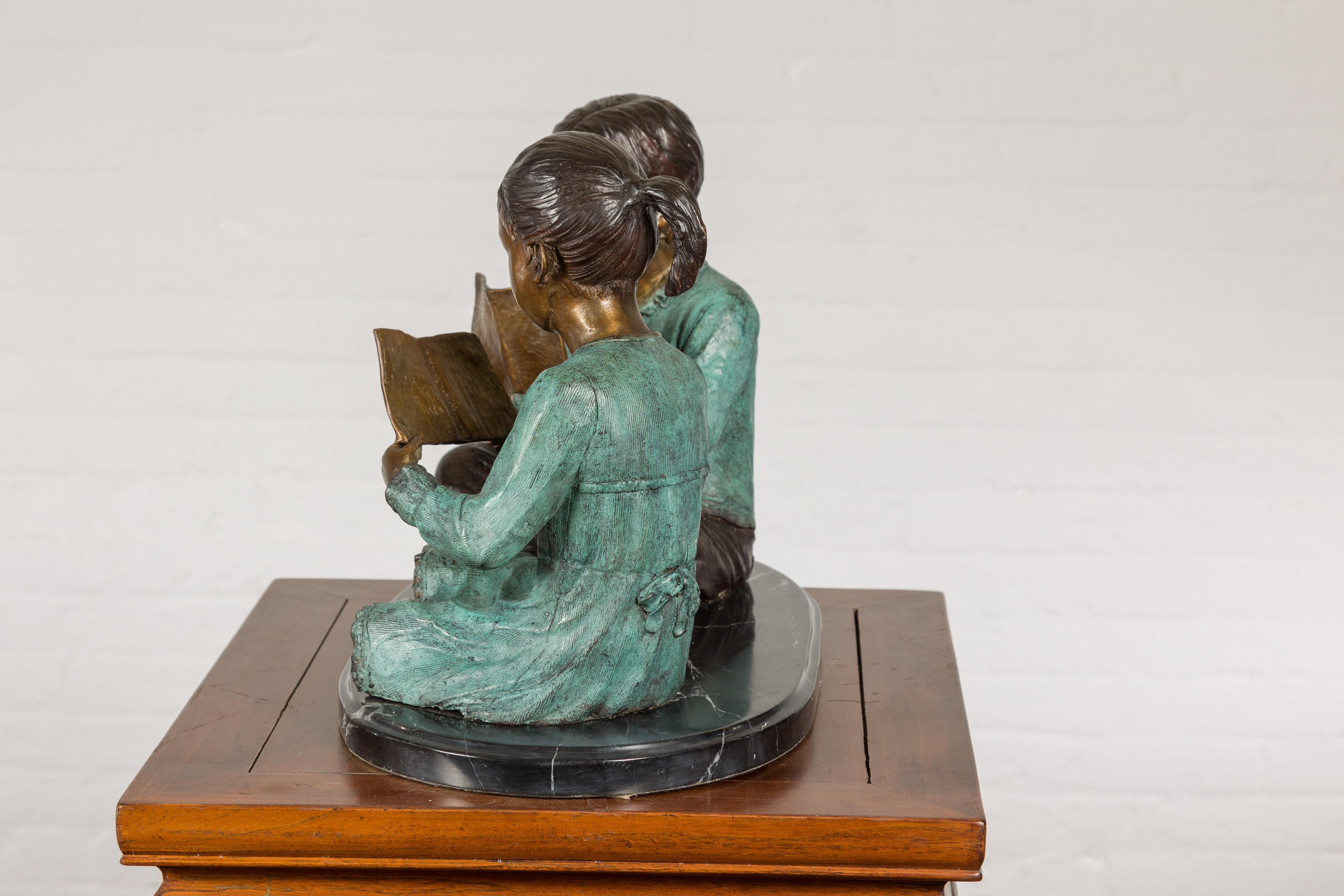 Bronze Sculpture of Children Reading For Sale 10