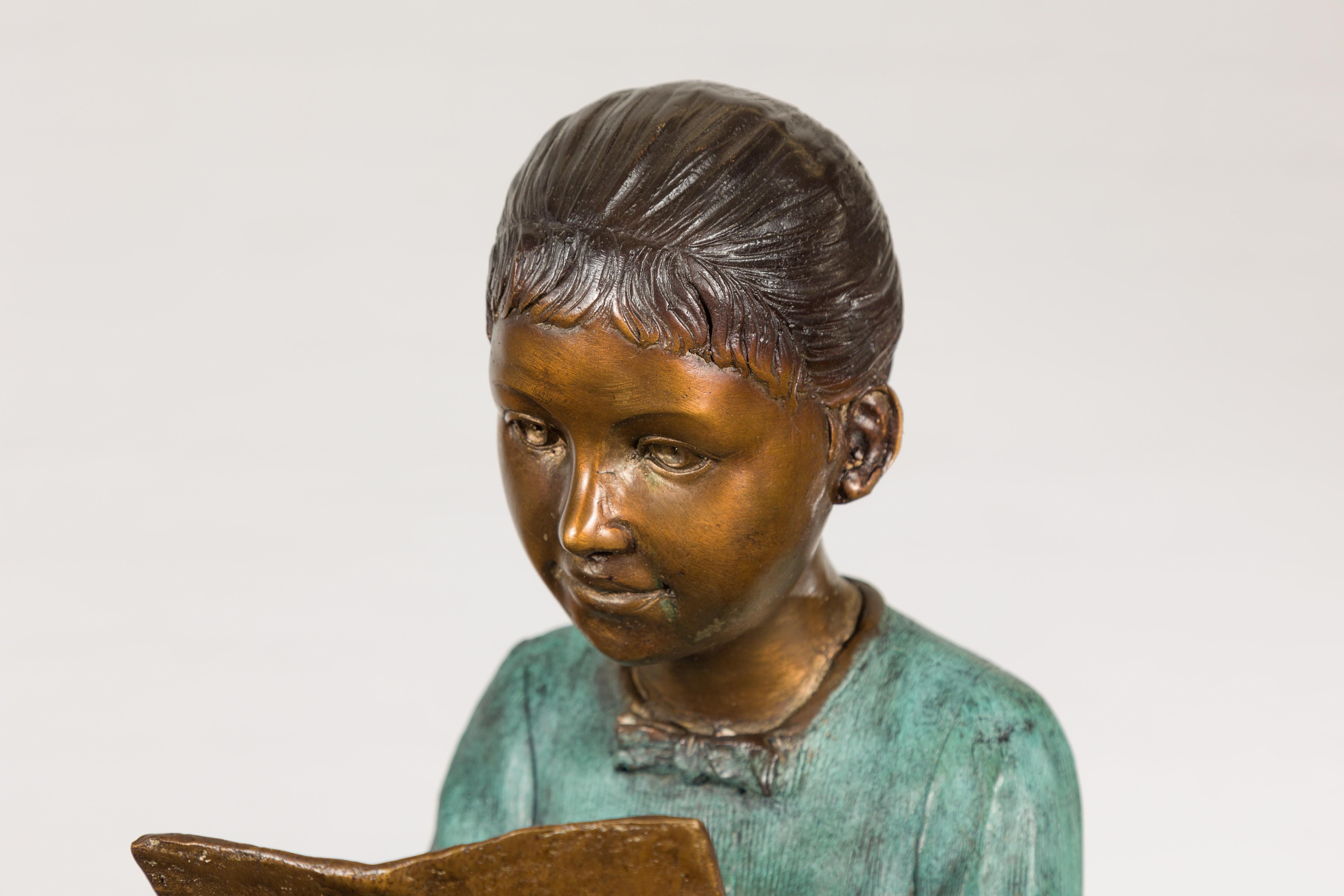 Contemporary Bronze Sculpture of Children Reading For Sale