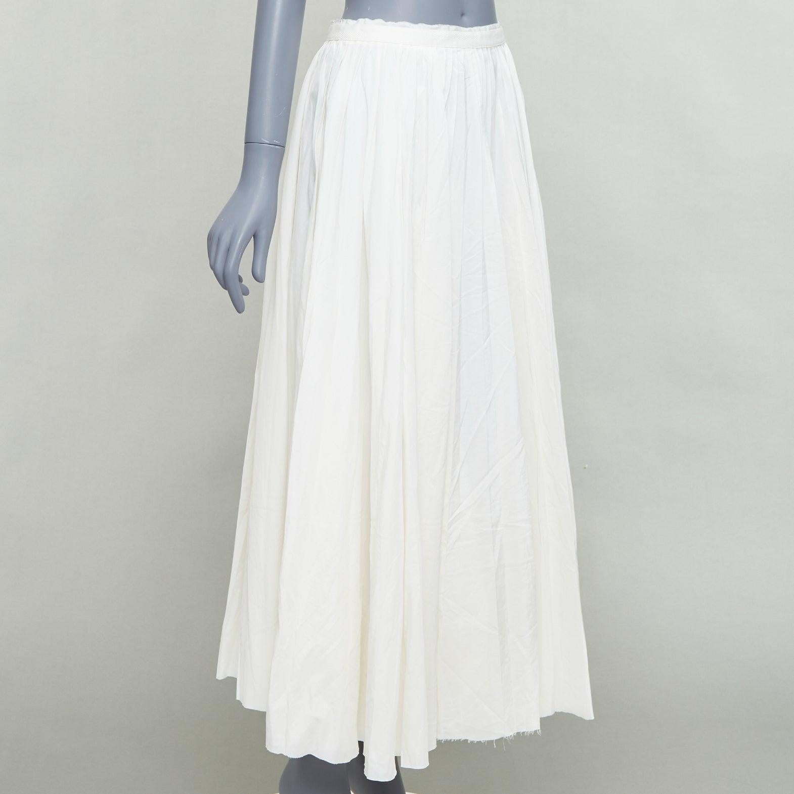 Grigio Boy By Band Of Outsiders gonna midi in seta bianca e cotone a pieghe US0 XS in vendita