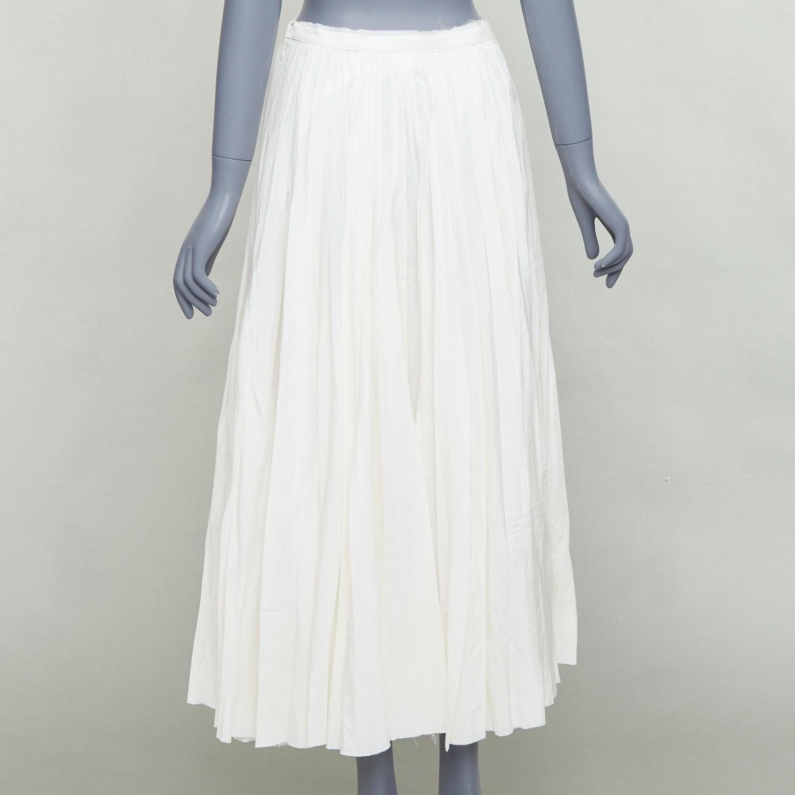 Donna Boy By Band Of Outsiders gonna midi in seta bianca e cotone a pieghe US0 XS in vendita