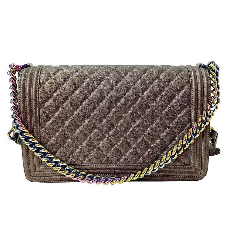 Chanel "Boy" Iridescent limited size Unique For Sale at 1stDibs