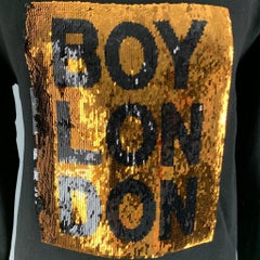 BOY LONDON Size L Black Gold Sequined Cotton Sweatshirt