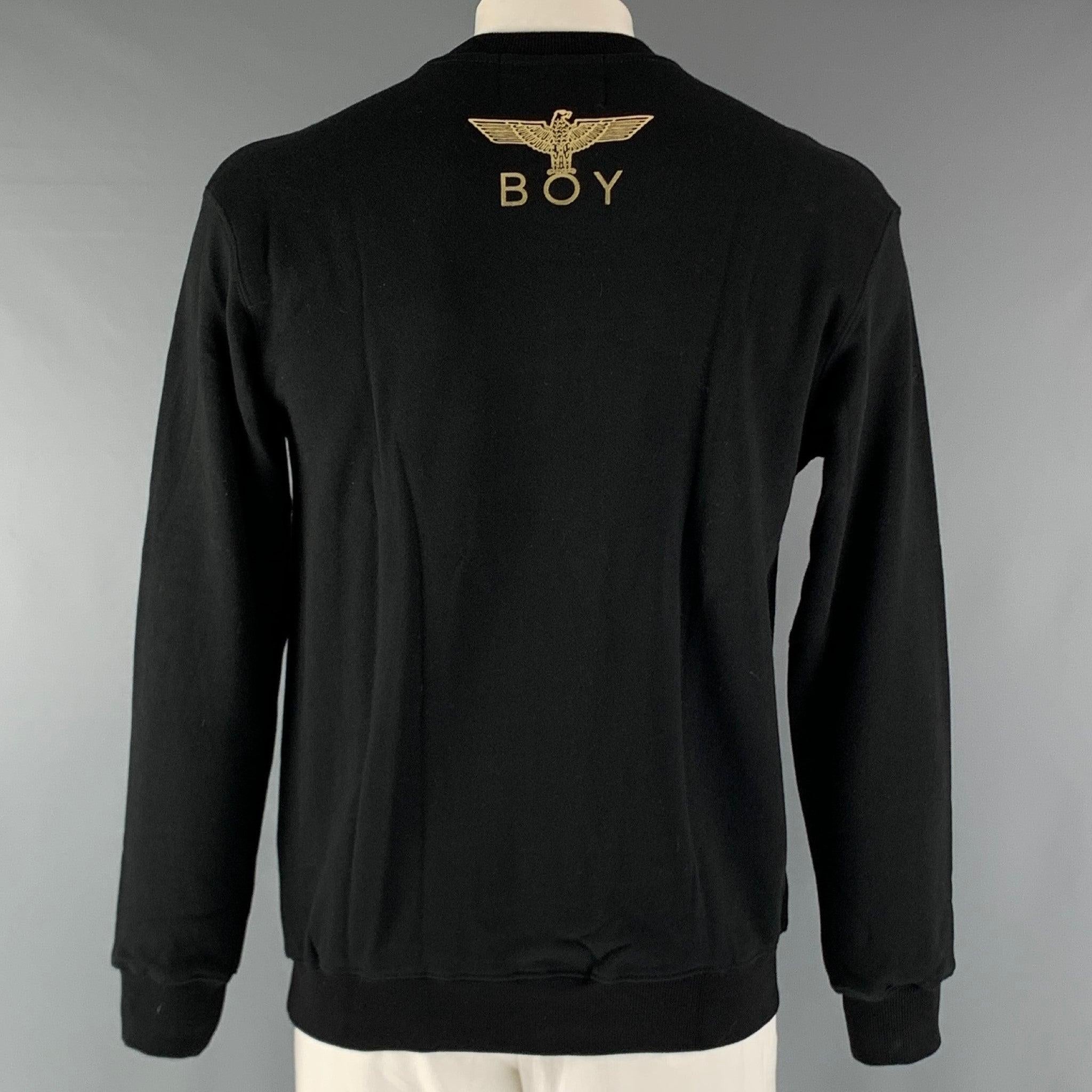Men's BOY LONDON Size L Black Gold Sequined Cotton Sweatshirt For Sale