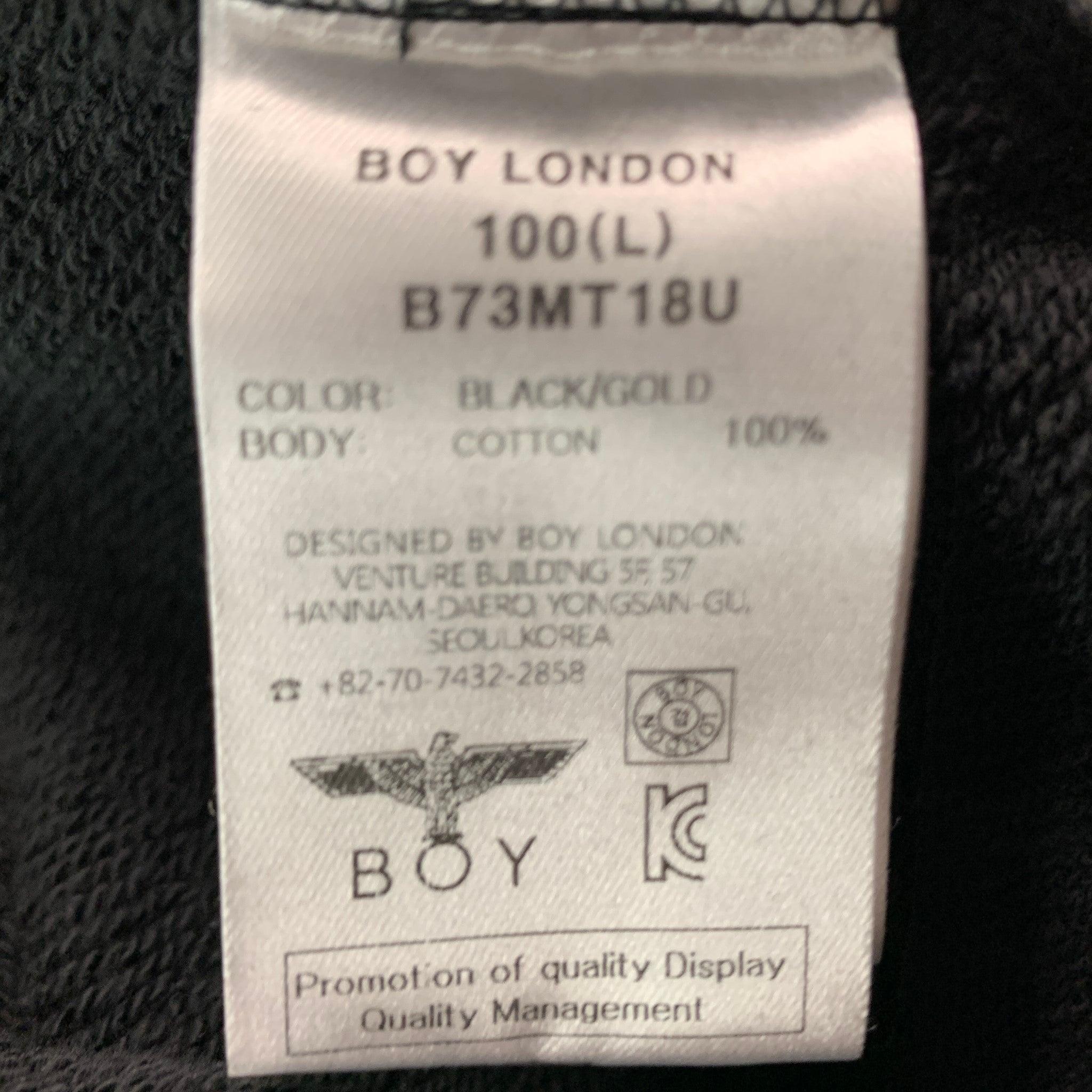 BOY LONDON Size L Black Gold Sequined Cotton Sweatshirt For Sale 2
