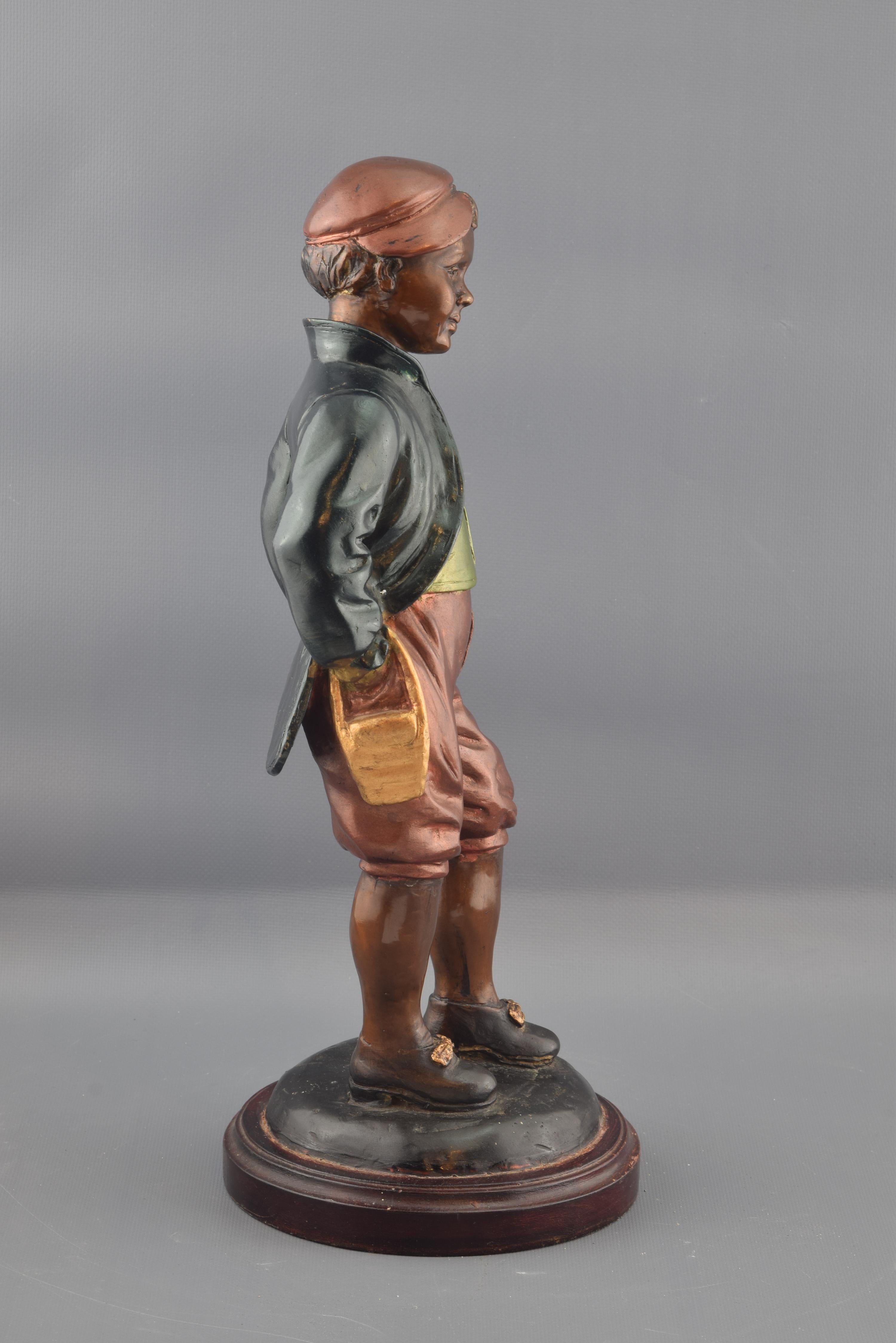European Boy, Polychromed Bronze Figure For Sale