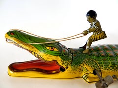 "Boy Riding An Alligator" Vintage Wind-Up Toy by J. Chein Co., N.J., Circa 1935