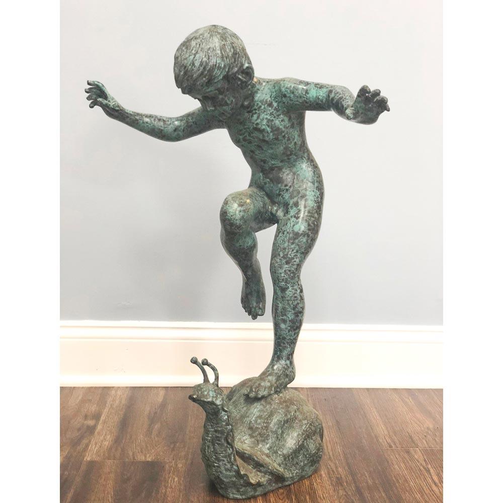 Boy Riding Snail Bronze Statue 6