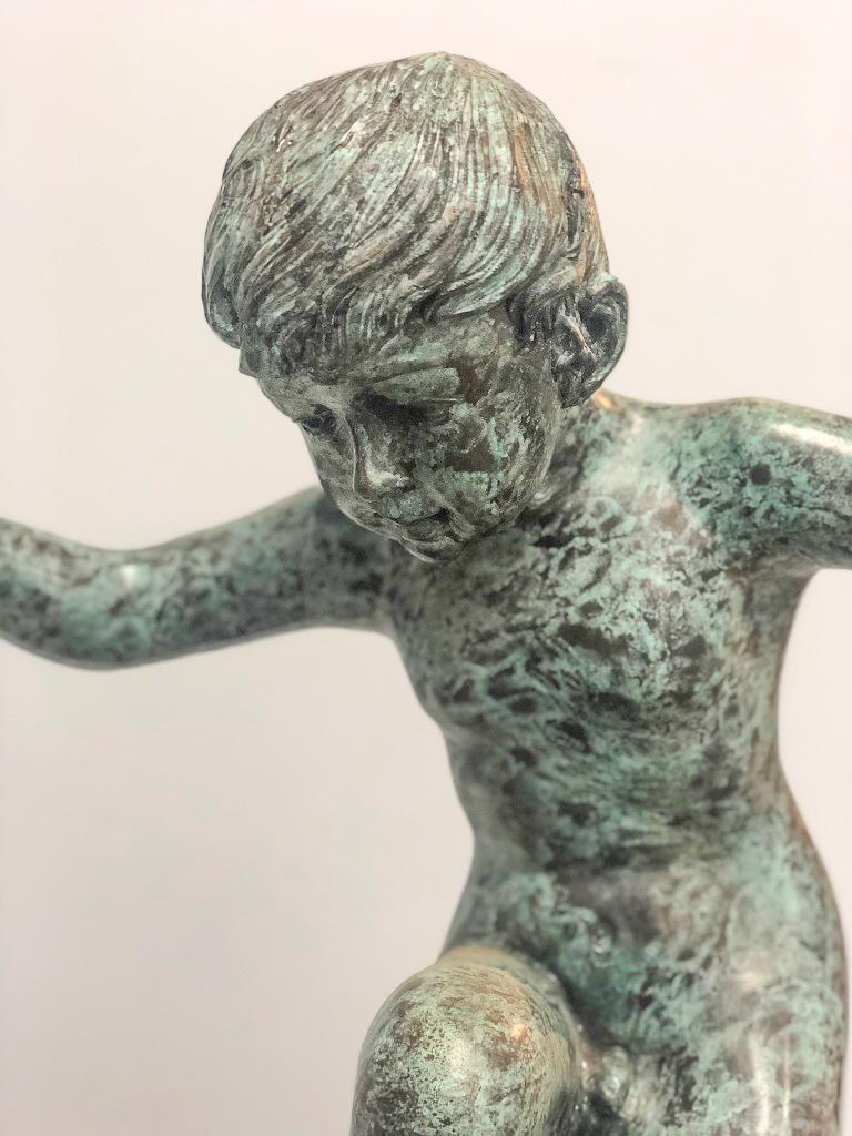 A cross between a Renaissance-style work of art and something out of a children’s storybook, this bronze lost-wax garden sculpture from our classical collection is an adorable addition to any outdoor space. 

The little boy is featured balancing