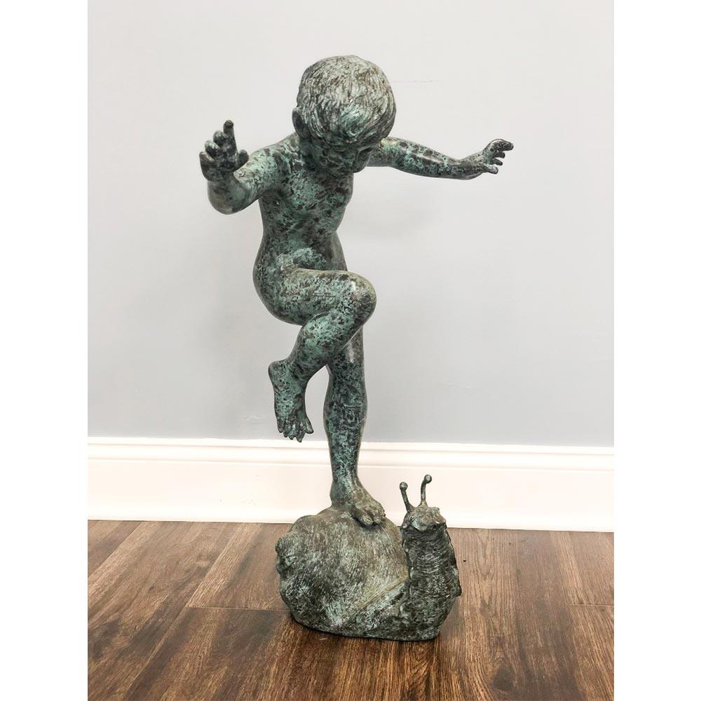 Boy Riding Snail Bronze Statue 4