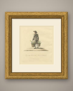 Boy selling Flowers in Rotterdam, Daffodil Baskets, Antique Print, 1817