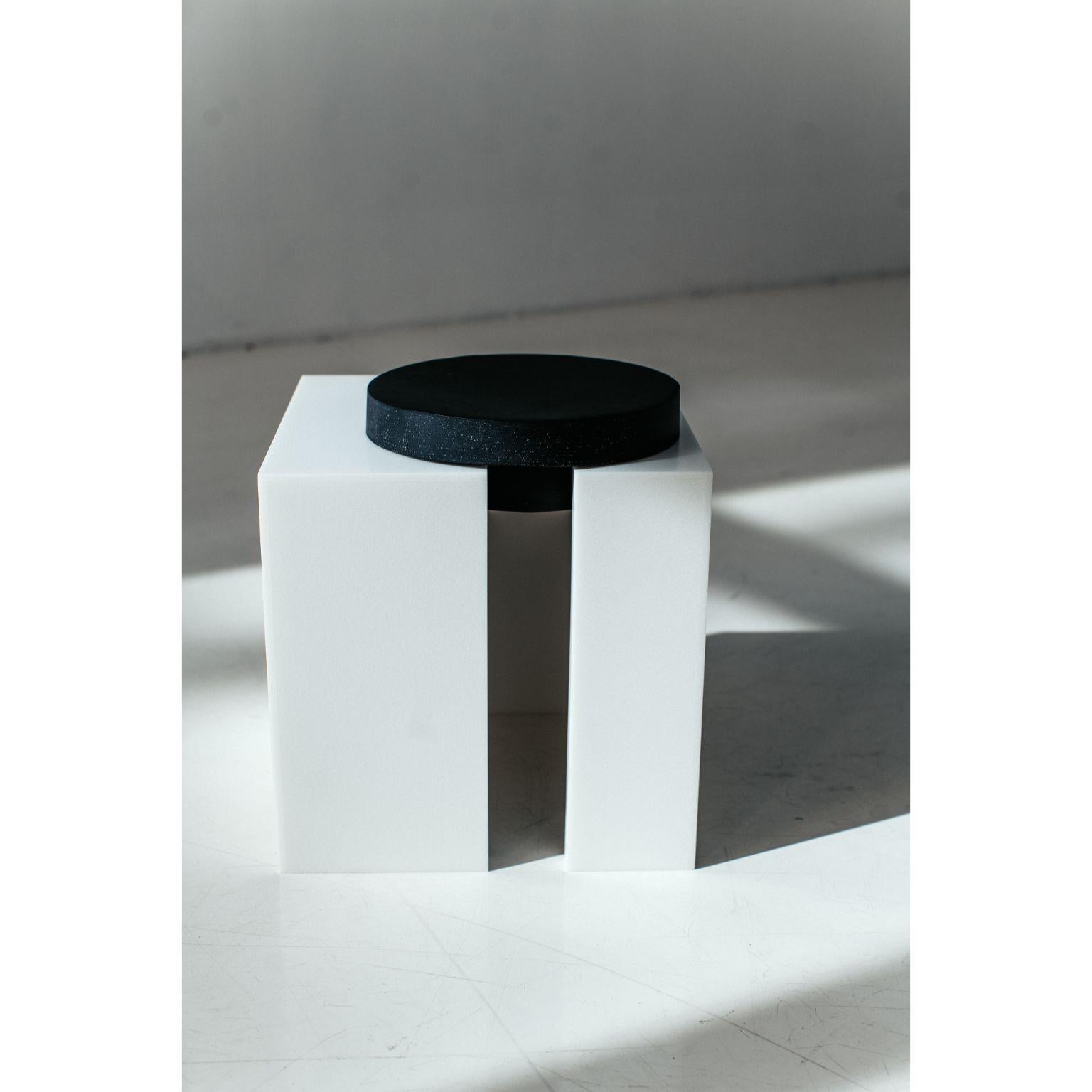 BOY side table by Ira Boyko
Dimentions: D 33 x W 33 x H 33 cm
Materials: glass, stone Thassos

It has an image of a very delicate and beautiful self-expression. it is also based on k. malevich art. style, created by coco chanel as a collective
