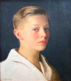 "Boy with Blue Eyes, " Portrait Masterwork, Oil on Canvas by William Paxton