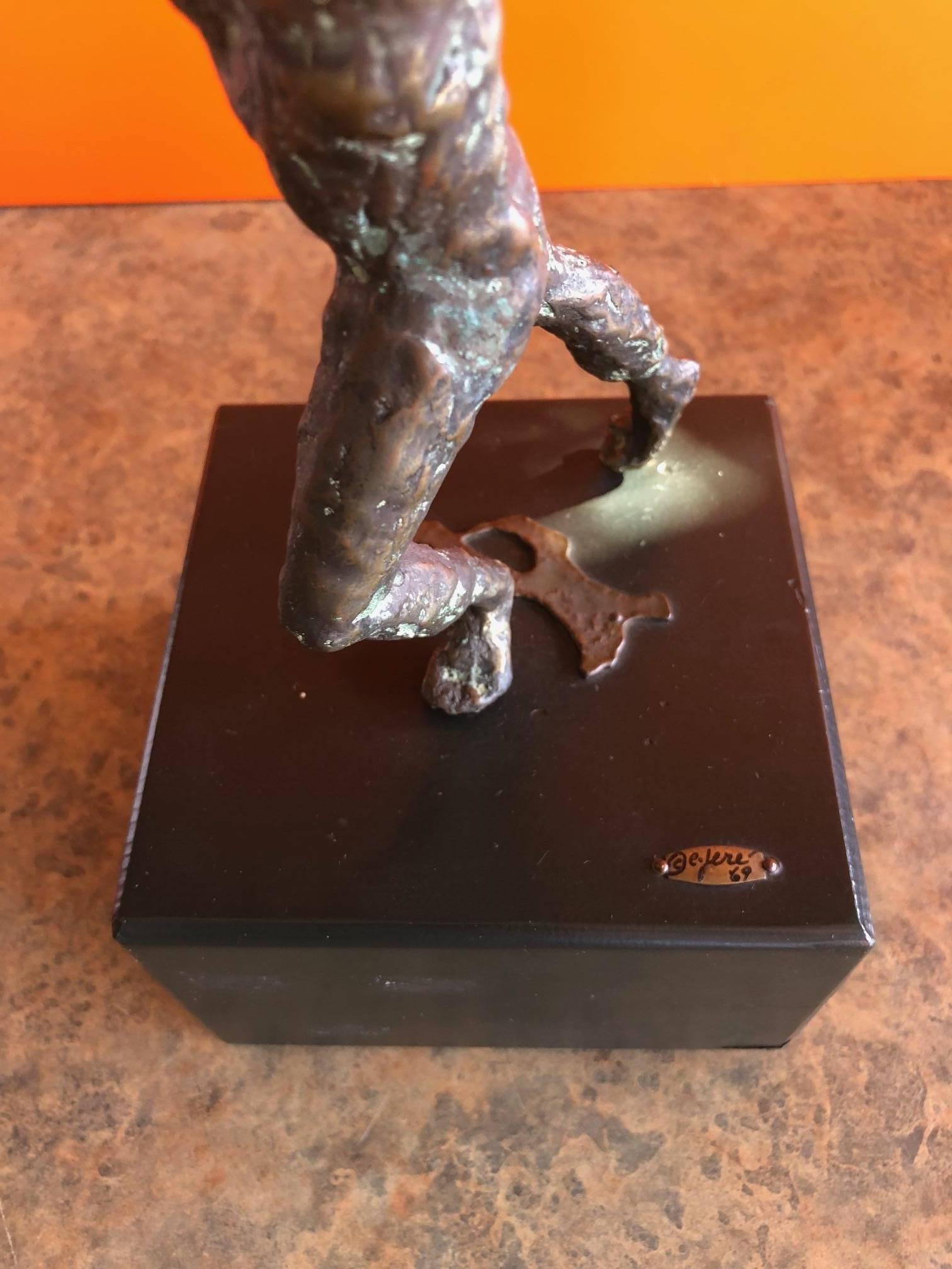 Boy with Butterfly Net Bronze Statue by C. Jere 3