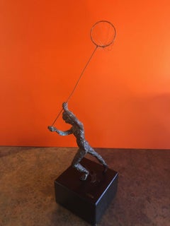 Boy with Butterfly Net Bronze Statue by C. Jere