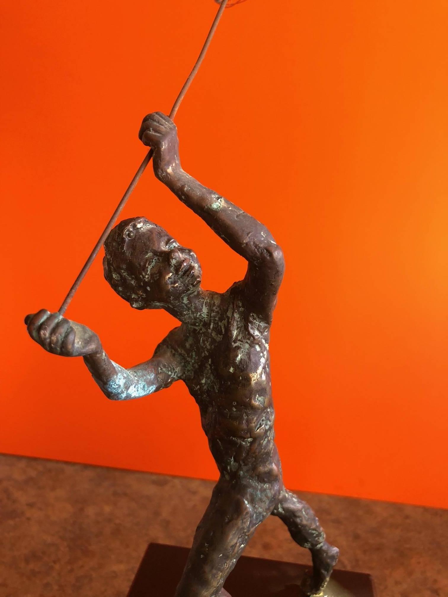 Boy with Butterfly Net Bronze Statue by C. Jere 1