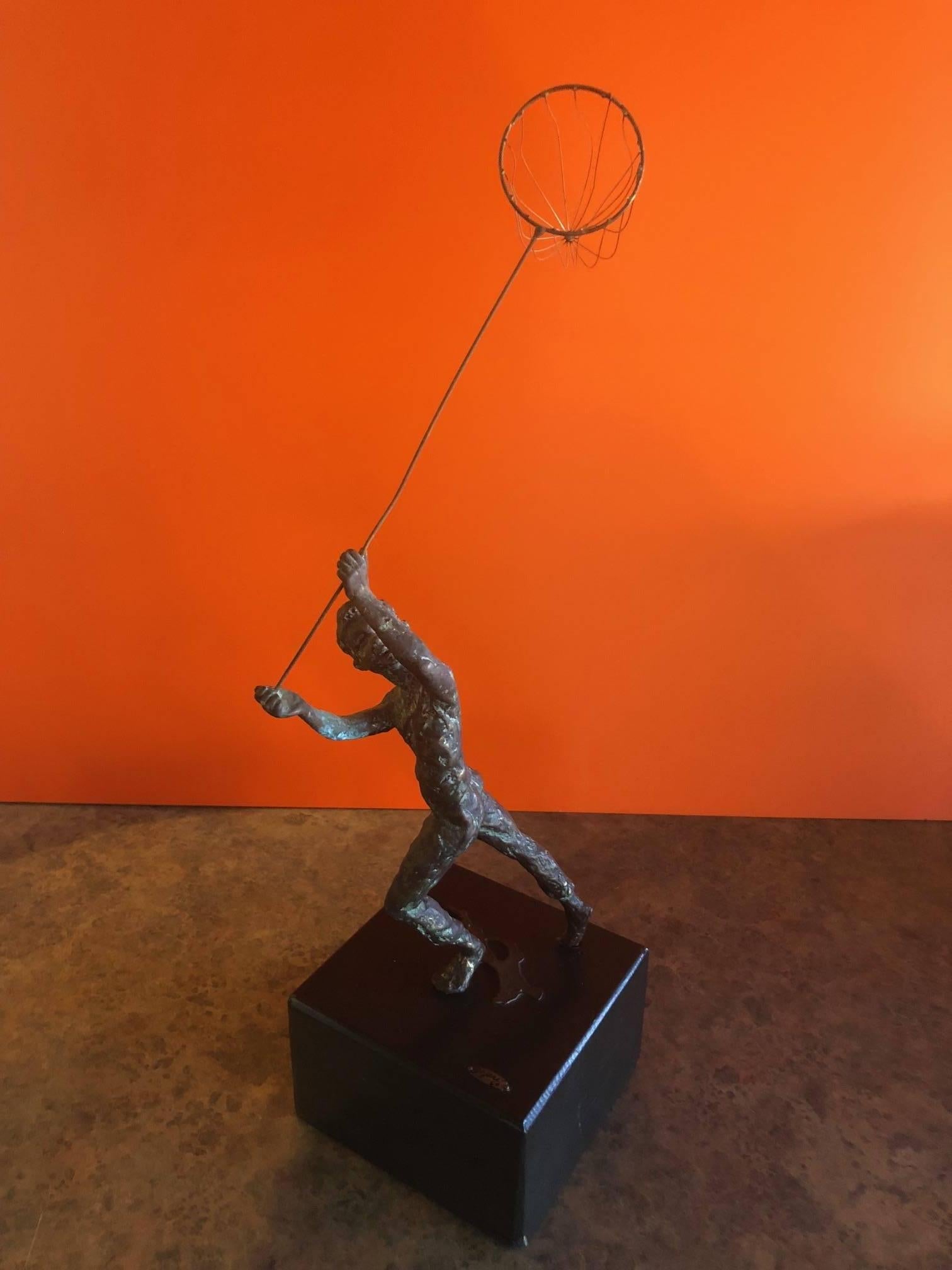 Boy with Butterfly Net Bronze Statue by C. Jere 2