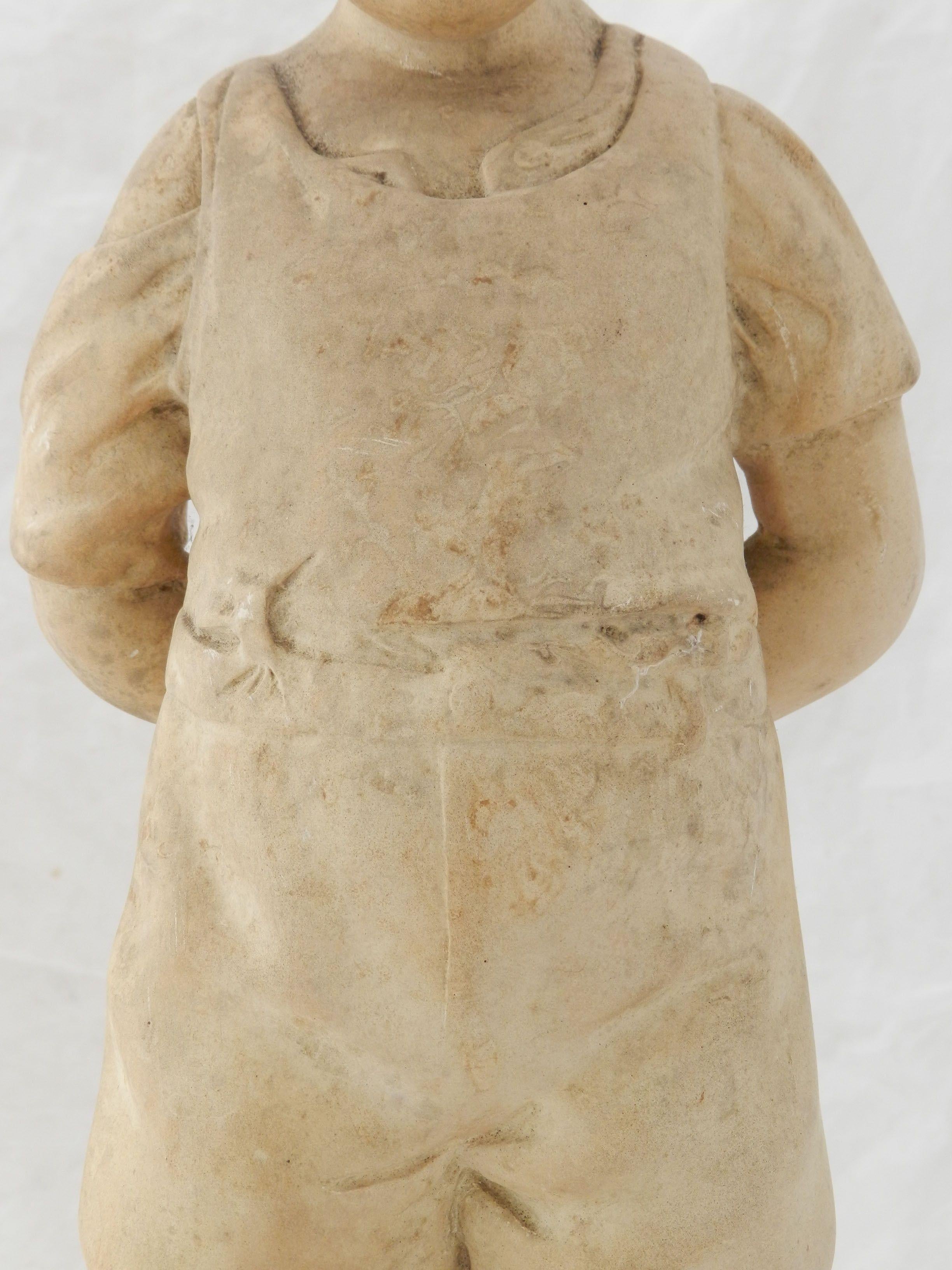 Boy with Frog Chalkware Hard Plaster Statue, c1910-20 FREE SHIPPING 4