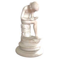 Boy With Thorn "Spinaro" Sculpture Alabaster 19th Century
