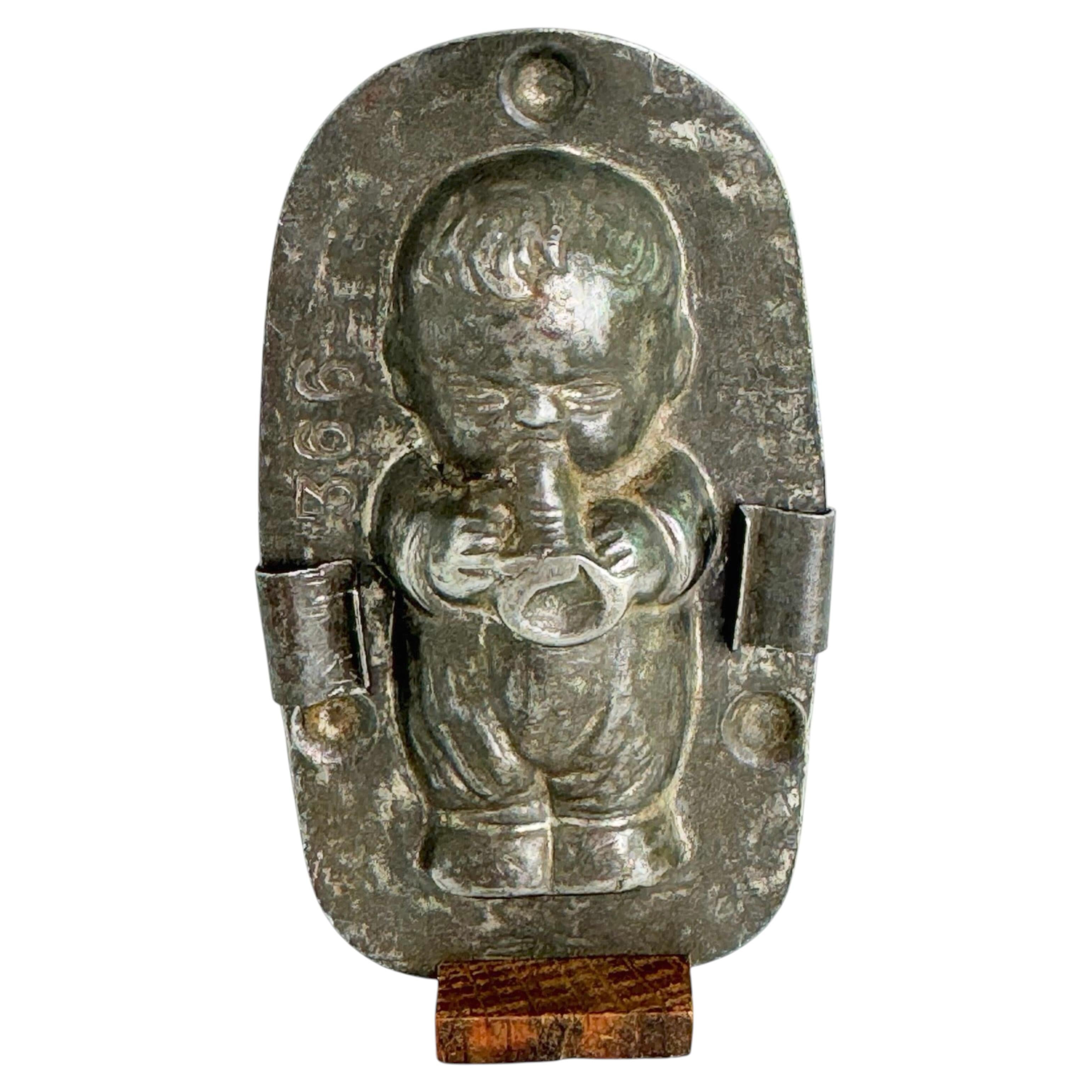 Boy With Trumpet Miniature Chocolate Mold Antique 1900s, German